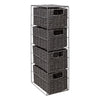 Woodluv 4 Drawer Paper Rope Storage Unit for Bathroom & Bedroom, Grey