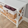 White Wooden Storage Unit 4 Drawer Chest Water Hyacinth Basket Hallway Organiser