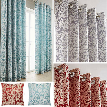 Orla Blossom Jacquard Design Eyelet Curtains (Pair of) - NOW £10, £15, £20