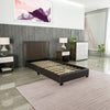 Lisbon Bed Faux Leather Single 3FT Modern Headboard Slatted Bed Frame Brown