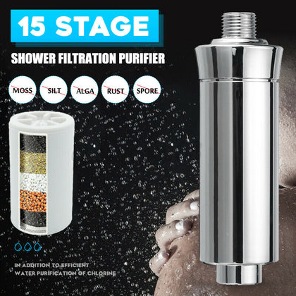 15 Stages Shower Filter Water Filtration Hard Water Purifier Bath Shower Head UK