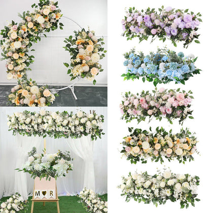 Artificial Wedding Flower Row Rose Peonies Hydrangea Garland Table Centerpiece