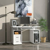 White Wooden Desk with Drawers PC Workstation Office Computer with Keyboard Tray