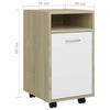Side Cabinet with Wheels White& Oak 33x38x60 cm Chipboard Organiser