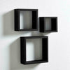 NEW BLACK SET OF 3 FLOATING CUBE SHELVES WALL MOUNTED HOME DECOR DISPLAY UNITS