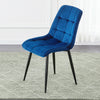 Set of 2 Blue Grey Velvet Dining Chairs Dinning Kitchen Room Metal Leg Padded