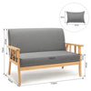 Modern 2 Seater Armchair Couch Sofa Wooden Fabric Linen w/cushion Lounge Grey