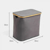 2 Compartment Grey Laundry Basket - Bathroom Bedroom Utility Room Storage
