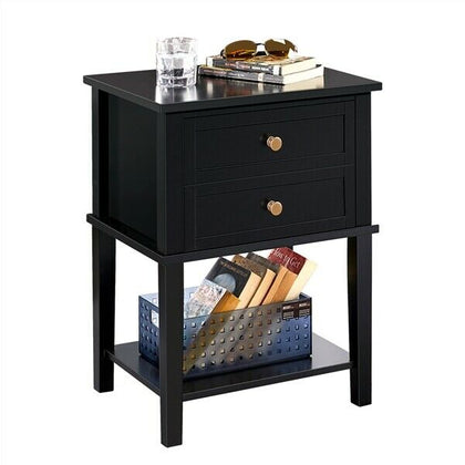 Bedside Cabinet with Drawers Wooden Nightstand with Shelf Bedside Table Bedroom