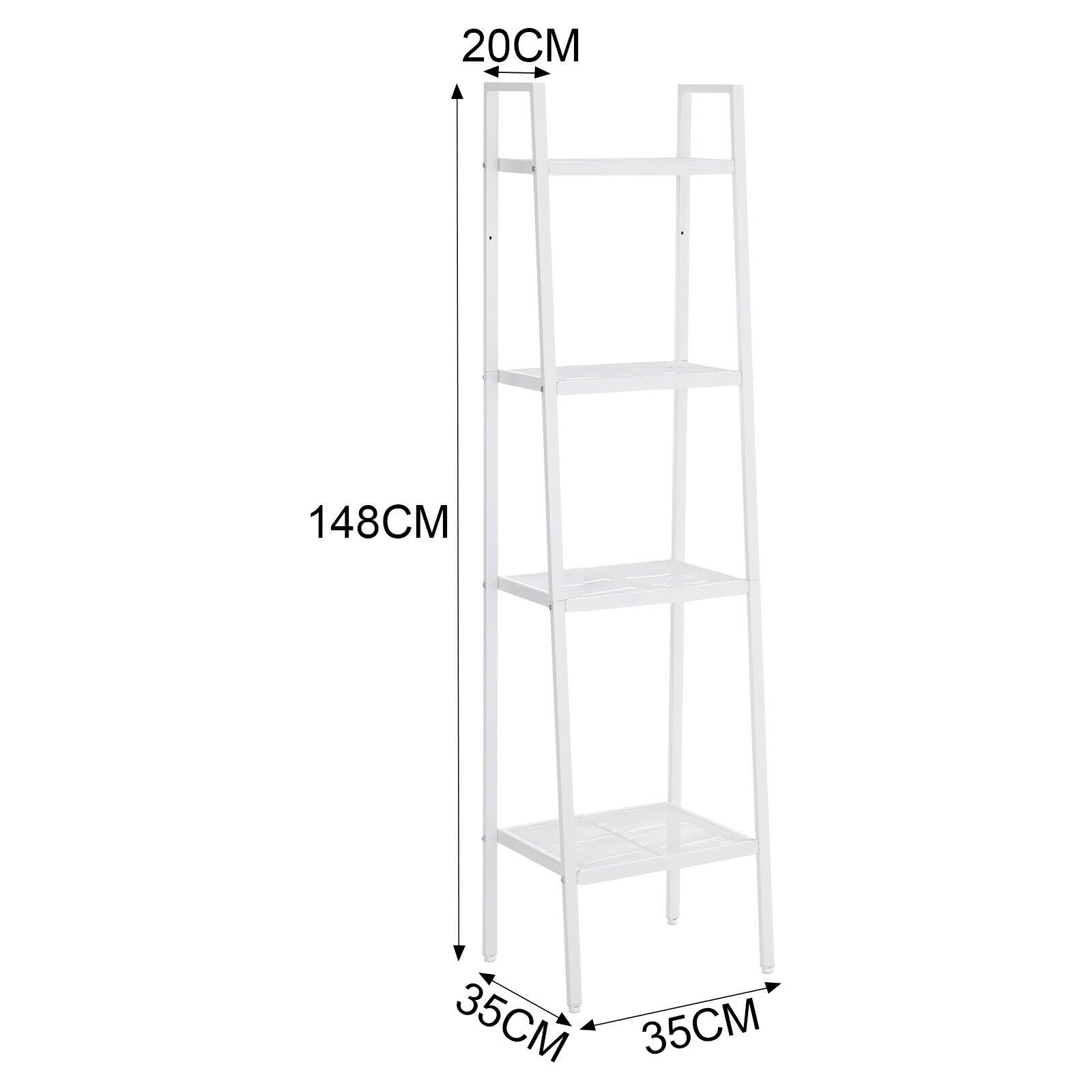 Metal Ladder Shelf 4 Tier Bookshelf Storage Rack Plant Pot Display Shelving Unit