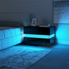 High Gloss Bedside Table Cabinets Nightstand Chest of Drawers FREE RGB LED Light