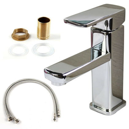 Modern Bathroom Basin Sink Tap Monobloc Mixer Taps Faucet Waterfall Chrome Brass