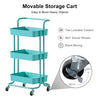 3 Tier Slim Kitchen Storage Trolley Cart Rack Tray Shelf Rolling Wheel W/ Handle