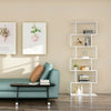 Wood Modern Book Shelves 4 /6 Tier S Shape Bookshelf Case Storage Unit Bookcase