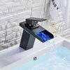 Black LED Waterfall Basin Sink Tap Bathroom Lever Single Handle Mixer Faucet UK