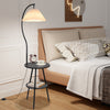 Floor Lamp with Table Tripod 2-Tier Side Table Standing Lamp Pleated Lampshade