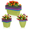 Stackable Plastic Plant Flower Coloured Holder Pot Herb Planter Garden Decor Set