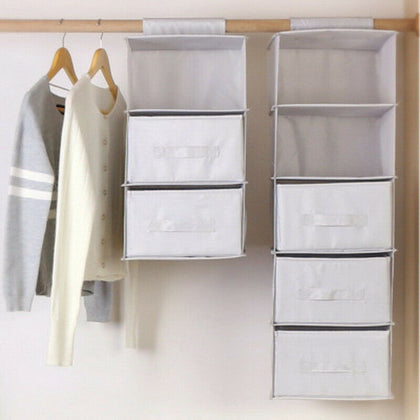 5 Layers Tidy Hanger Hanging Wardrobe Storage Organiser Shelf Clothes Bag Box CO