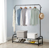 Heavy Duty Clothes Hanging Rail Clothing Coat Stand Double Shoe Rack Shelf Hooks