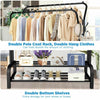 Double Metal Clothes Rail Hanging Rack Clothes Display Stand Lower Shelf Storage