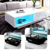 High Gloss Coffee Table With Storage Drawers RGB LED Modern Living Room Wooden