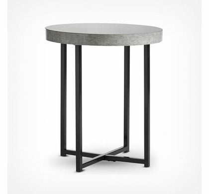 Concrete-Look Round Side Table Modern Lightweight Contemporary Furniture