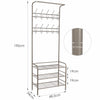 Coat Stand 190cm Coat Rack Clothes Stand Hallway Shelves with 3 Shoe Racks Metal
