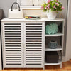 Modern Shoe Storage Cabinet 2 Doors Footwear Stand Rack Unit Cupboard White
