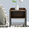2pcs Industrial Bedside Table Stackable End Table with Storage Rustic Brown