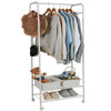 Heavy Duty Metal Clothes Rail White Coat Stand Shoe Rack Storage Shelf on Wheels