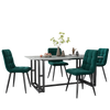 4 Pcs Velvet Dining Chairs Set Soft Padded Seat Metal Leg Office Kitchen Green
