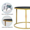 Black Marble Vein Round Coffee Tables Set Sofa Side Nested End Table Living Room