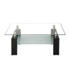 Rectangle Glass Coffee Table With Storage Modern Living Room Furniture Chrome