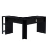 CLIPOP Black L Shaped Computer Desk Corner PC Table Workstation Office Shelf