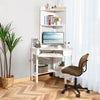 Corner Computer Desk w/ Hutch Space-saving Study Workstation Top Shelf Storage