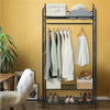 Classic Black Clothes Rail Metal Garment Rack Coat Stand with Top Storage Shelf