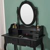 Wooden Dressing Table w/4 Mirror Stool Vanity Makeup Desk Stool Set White/Black