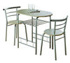 3 Piece Modern Breakfast Bar Dining Table and 2 Chairs Set Metal Frame Kitchen