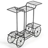 Metal Garden Cart Stand 6 Tier Flower Pot Plant Holder Home Patio Display Rack