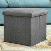 LARGE LINEN FOLDING STORAGE OTTOMAN POUFFE SEAT FOOT STOOL STORAGE BOX GREY UK