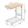 Computer Notebook Desk Adjustable Sofa Bed Side Coffee Table with Shelf on Wheel