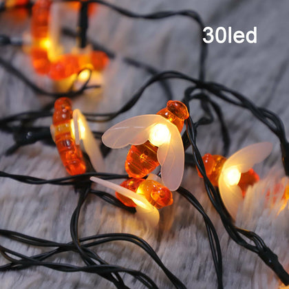 30-100 LED Solar Power Bee Garden Lights String Outdoor Party Xmas Waterproof