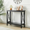 Side Table 2-Tier End Table w/ Drawer Open Shelf Wooden Nightstand Stable Narrow