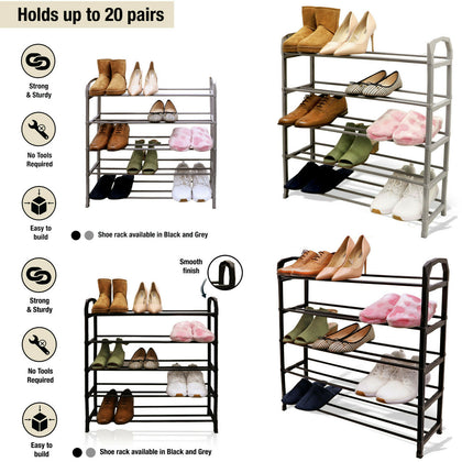 5 Tier Shoe Rack, Heavy Duty Footwear Boot Trainer Storage Rack Organise 20 Pair
