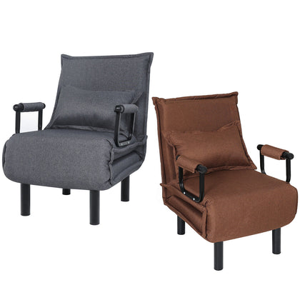 3 IN 1 Single Sofa Bed Recliner Chair Folding Armchair with Pillow Lounger Seat