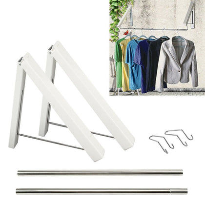 2PCS Folding Wall Hanger Laundry Rack Stainless Portable Clothes Storage