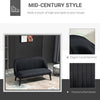 Linen-Look Modern 2 Seater Sofa w/ Wood Legs Compact Loveseat Black
