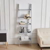 Home Grey Leaning Ladder Shelf Bookcase 5 Tier Shelving Unit Wooden Storage Rack