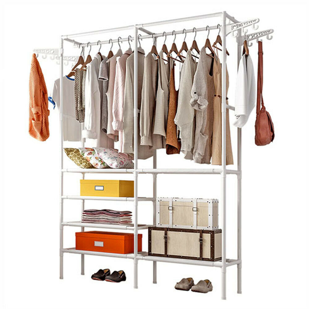Heavy Duty Clothes Rail Rack Garment Hanging Display Stands Shoe Storage Shelfs