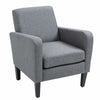 Linen Modern-Curved Armchair Accent Seat w/ Thick Cushion Wood Legs Grey